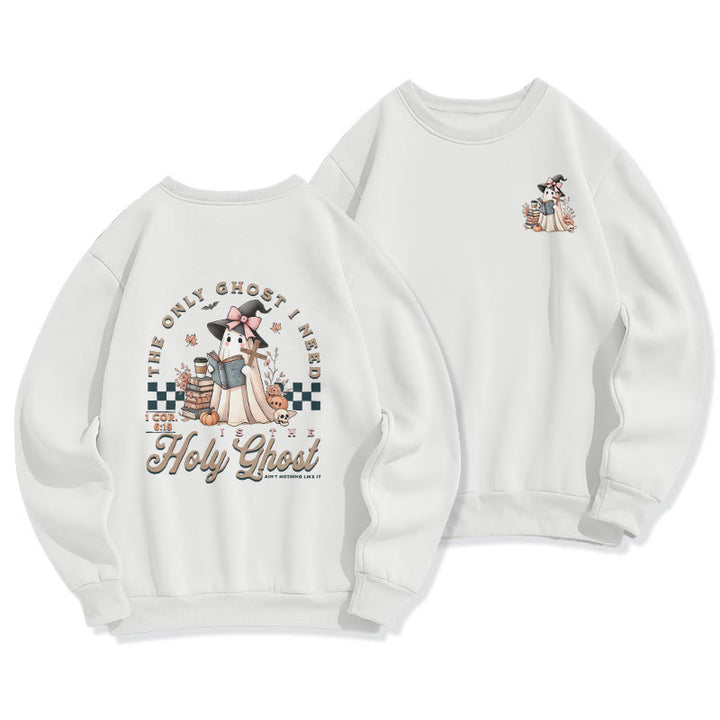Christianartworkshop Holy Ghost Witchy Chic Fleece Lined Polyester Sweatshirt - White - 2XL - image 2