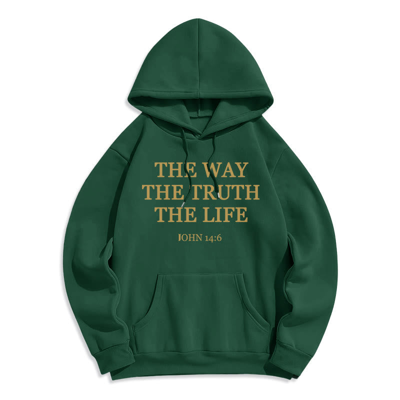 Christianartworkshop The Way The Truth The Life Scripture Fleece Lined Polyester Hoodie - Green - 2XL - image 5