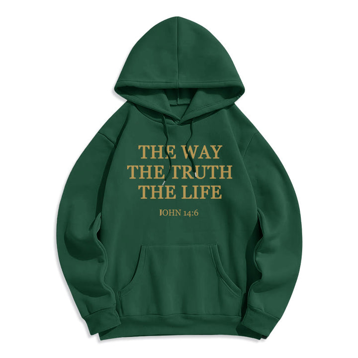 Christianartworkshop The Way The Truth The Life Scripture Fleece Lined Polyester Hoodie - Green - 2XL - image 5