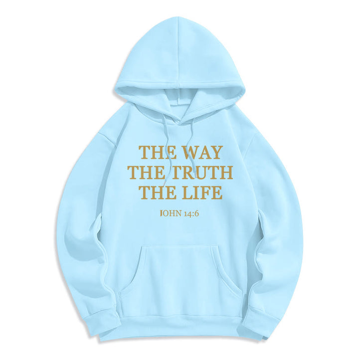 Christianartworkshop The Way The Truth The Life Scripture Fleece Lined Polyester Hoodie - Blue - 2XL - image 2