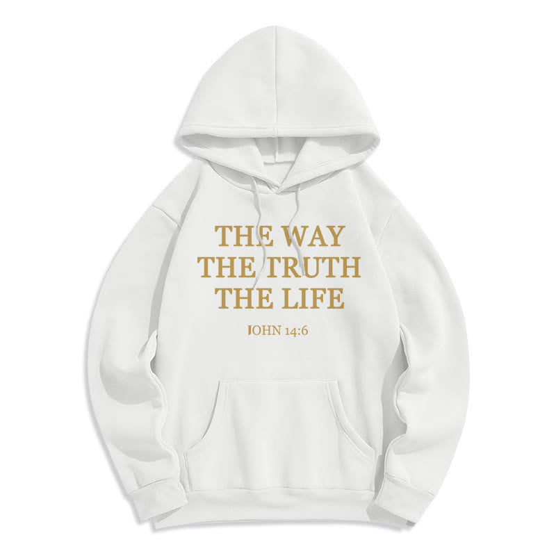 Christianartworkshop The Way The Truth The Life Scripture Fleece Lined Polyester Hoodie - White - 2XL - image 2