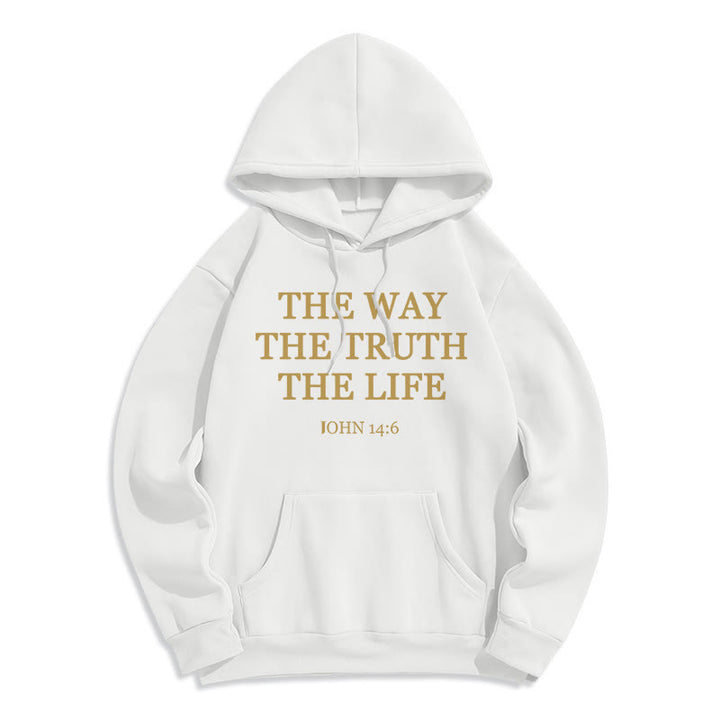 Christianartworkshop The Way The Truth The Life Scripture Fleece Lined Polyester Hoodie - White - 2XL - image 2
