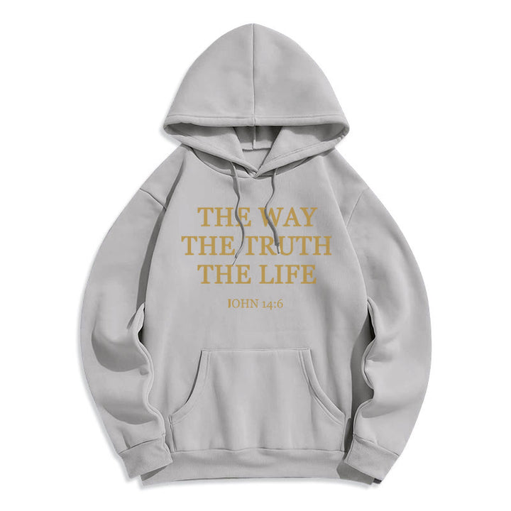 Christianartworkshop The Way The Truth The Life Scripture Fleece Lined Polyester Hoodie - Grey - 2XL - image 7