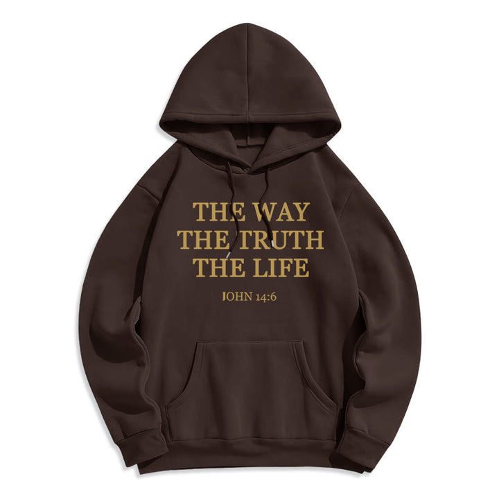 Christianartworkshop The Way The Truth The Life Scripture Fleece Lined Polyester Hoodie - Brown - 2XL - image 7
