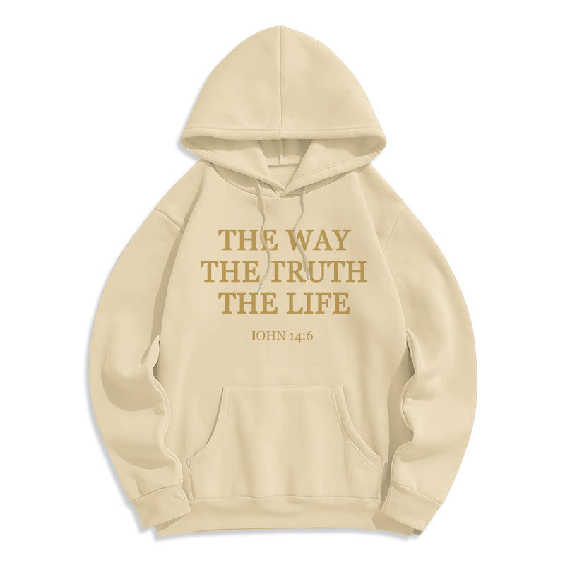 Christianartworkshop The Way The Truth The Life Scripture Fleece Lined Polyester Hoodie - Beige - 2XL - image 3