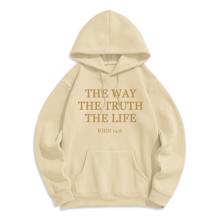 Christianartworkshop The Way The Truth The Life Scripture Fleece Lined Polyester Hoodie - Beige - 2XL - image 3