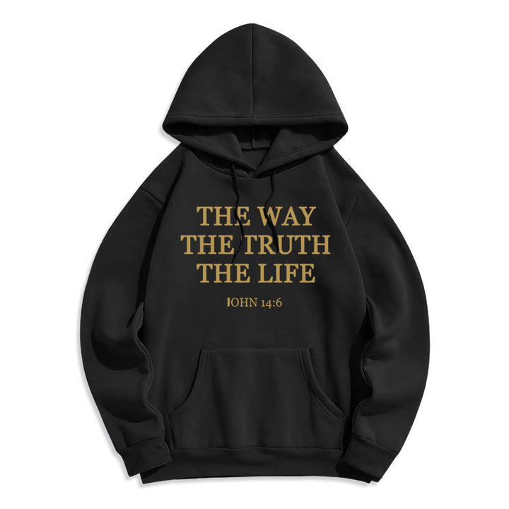 Christianartworkshop The Way The Truth The Life Scripture Fleece Lined Polyester Hoodie - Black - 2XL - image 0