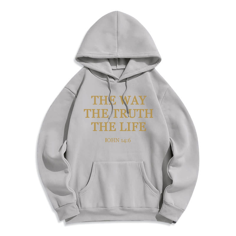 Christianartworkshop The Way The Truth The Life Scripture Fleece Lined Polyester Hoodie - Grey - 2XL - image 8
