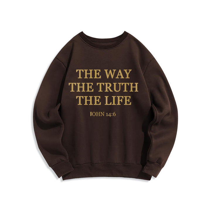 Christianartworkshop The Way The Truth The Life Scripture Fleece Lined Polyester Sweatshirt - Brown - 2XL - image 6