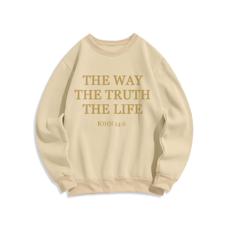Christianartworkshop The Way The Truth The Life Scripture Fleece Lined Polyester Sweatshirt - Beige - 2XL - image 4