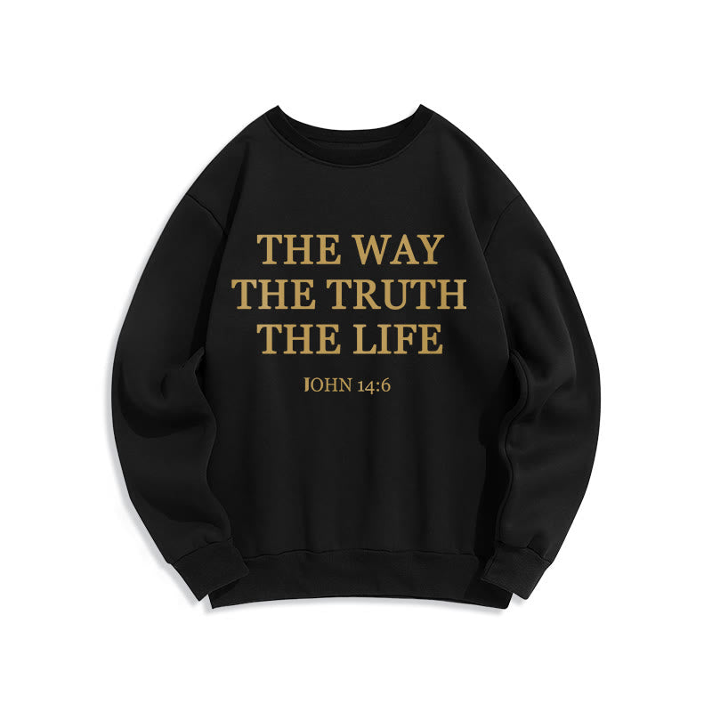 Christianartworkshop The Way The Truth The Life Scripture Fleece Lined Polyester Sweatshirt - Black - 2XL - image 1