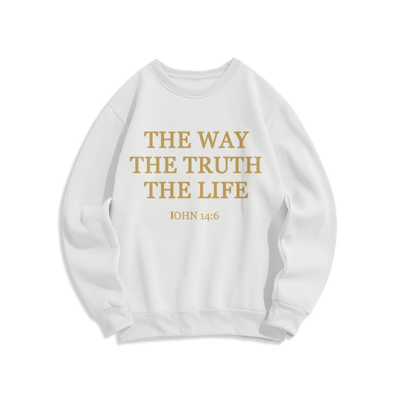 Christianartworkshop The Way The Truth The Life Scripture Fleece Lined Polyester Sweatshirt - White - 2XL - image 1