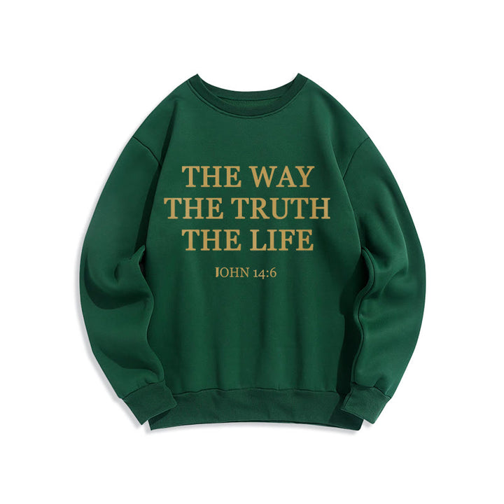 Christianartworkshop The Way The Truth The Life Scripture Fleece Lined Polyester Sweatshirt - Green - 2XL - image 4