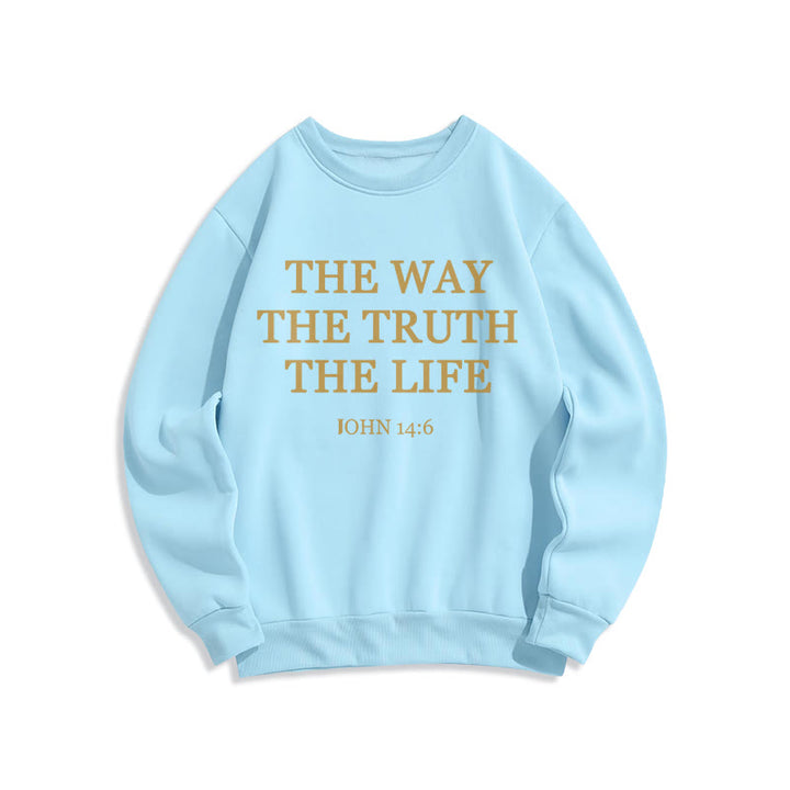 Christianartworkshop The Way The Truth The Life Scripture Fleece Lined Polyester Sweatshirt - Blue - 2XL - image 3