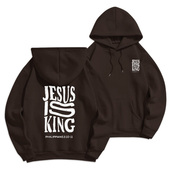 Christianartworkshop Bold Street Style Jesus Is King Bold Fleece Lined Polyester Hoodie - Brown - 2XL - image 5