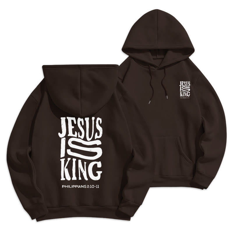 Christianartworkshop Bold Street Style Jesus Is King Bold Fleece Lined Polyester Hoodie - Brown - 2XL - image 6