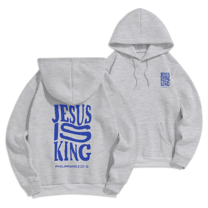 Christianartworkshop Bold Street Style Jesus Is King Bold Fleece Lined Polyester Hoodie - Grey - 2XL - image 4