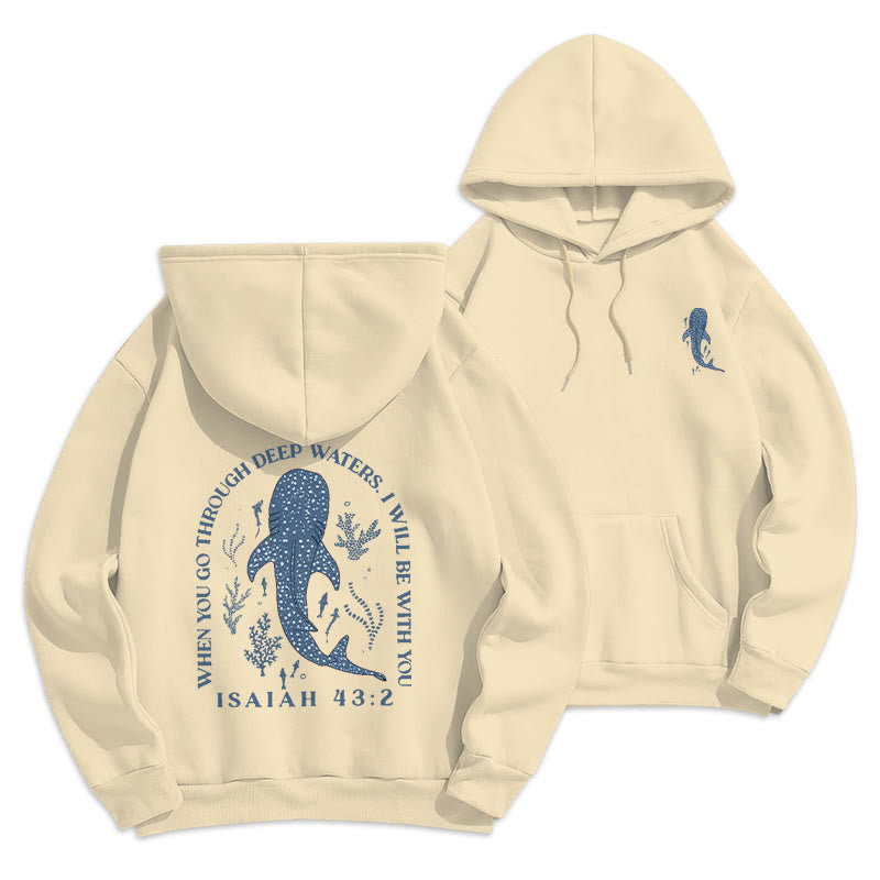 Christianartworkshop Modern Colored Style Faith Beneath the Waves Fleece Lined Polyester Hoodie - Beige - 2XL - image 1