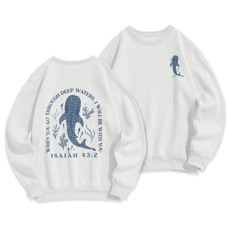 Christianartworkshop Modern Colored Style Faith Beneath the Waves Fleece Lined Polyester Sweatshirt - White - 2XL - image 1