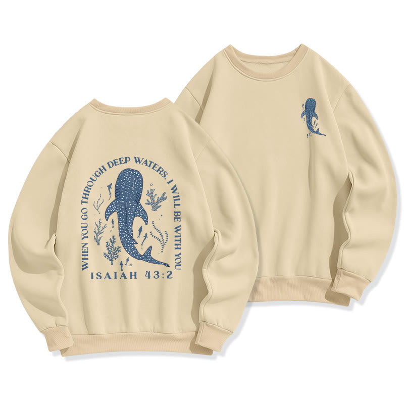Christianartworkshop Modern Colored Style Faith Beneath the Waves Fleece Lined Polyester Sweatshirt - Beige - 2XL - image 1