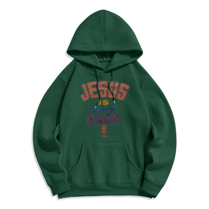 Christianartworkshop Modern Street Style Jesus Is Coming Back Fleece Lined Polyester Hoodie - Green - 2XL - image 6