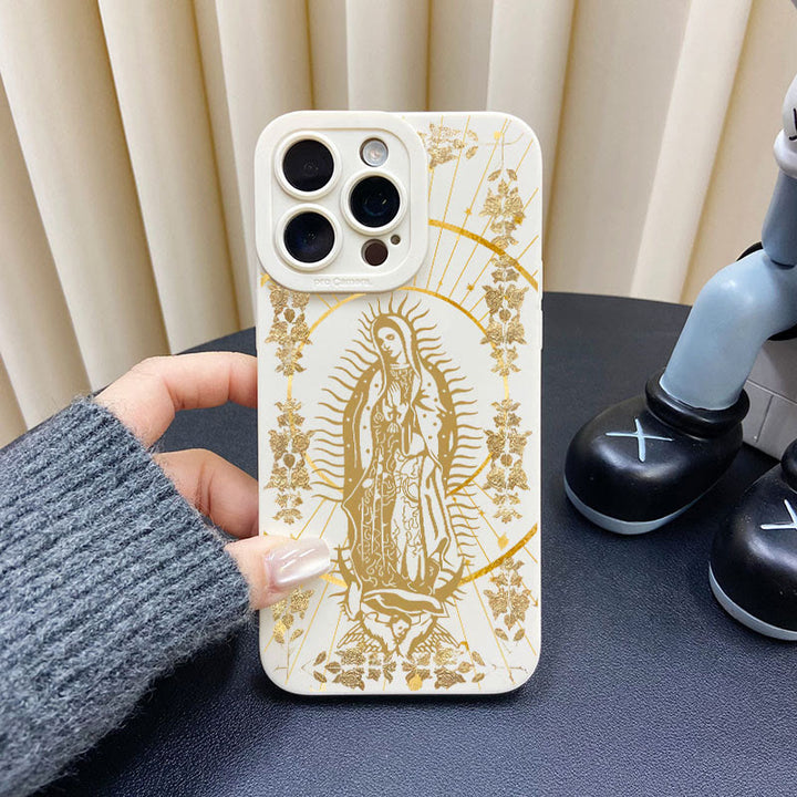 Christianartworkshop Elegant Shining Faith Virgin Mary Phone Case: Catholic Devotion Gift - White Gold - iPhone 16Pro Max - image 9