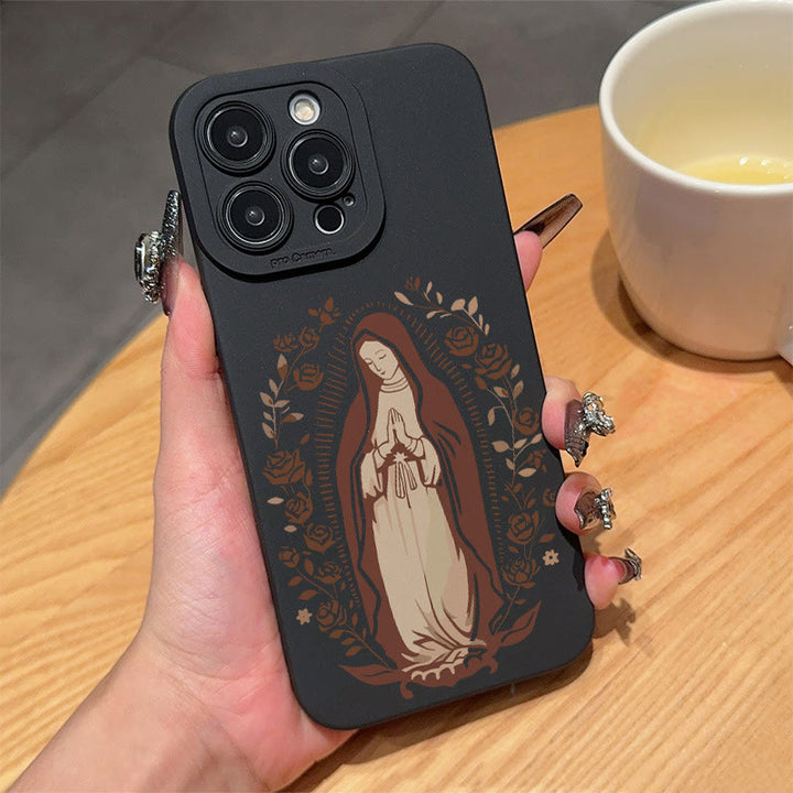 Christianartworkshop Elegant Shining Faith Virgin Mary Phone Case: Catholic Devotion Gift - Black Rose - iPhone 16Pro Max - image 10
