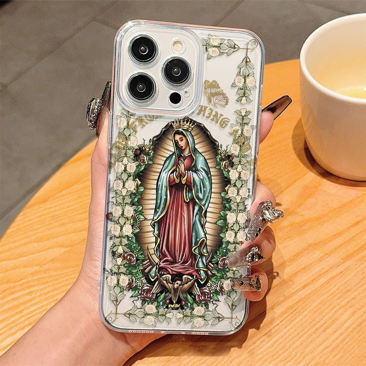 Christianartworkshop Virgin Mary Surrounded by White Roses Spiritual Phone Case - Transparent - iPhone 16Pro Max - image 4
