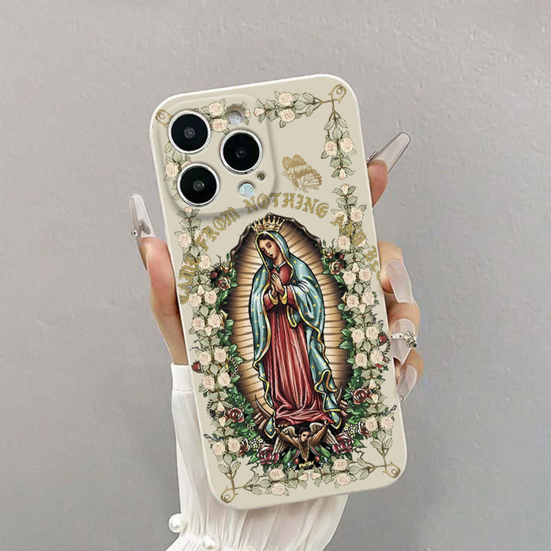 Christianartworkshop Virgin Mary Surrounded by White Roses Spiritual Phone Case - White (One-Piece Style) - iPhone 16Pro Max - image 3