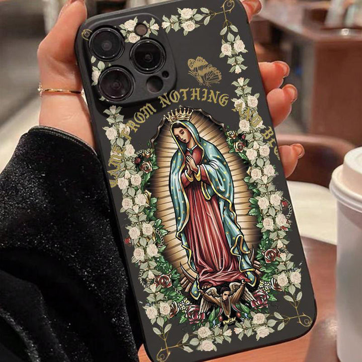 Christianartworkshop Virgin Mary Surrounded by White Roses Spiritual Phone Case - Black (One-Piece Style) - iPhone 16Pro Max - image 7