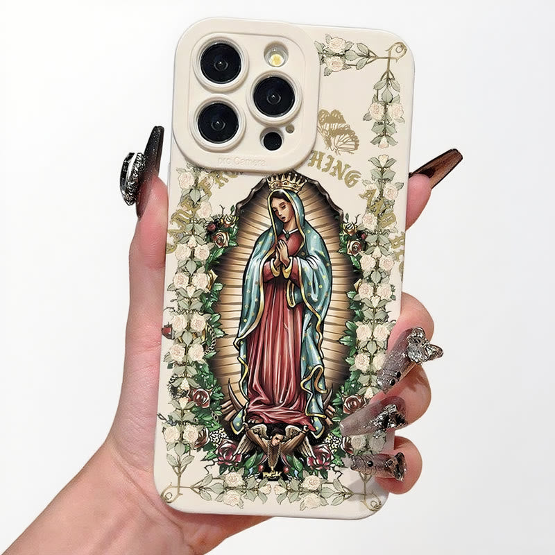 Christianartworkshop Virgin Mary Surrounded by White Roses Spiritual Phone Case - White (Frame-Ring Style) - iPhone 16Pro Max - image 1