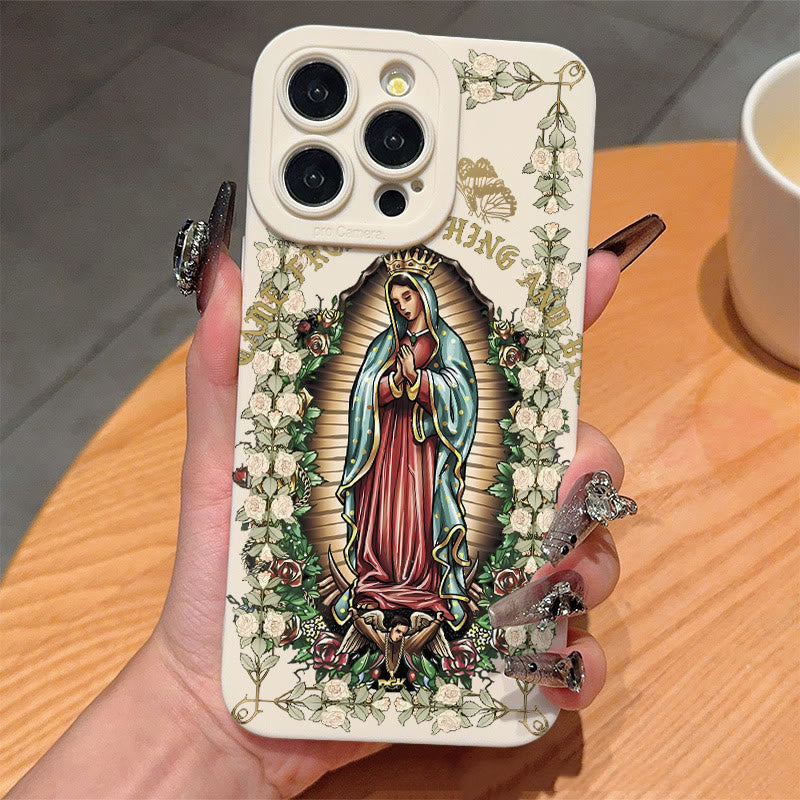 Christianartworkshop Virgin Mary Surrounded by White Roses Spiritual Phone Case - image 2