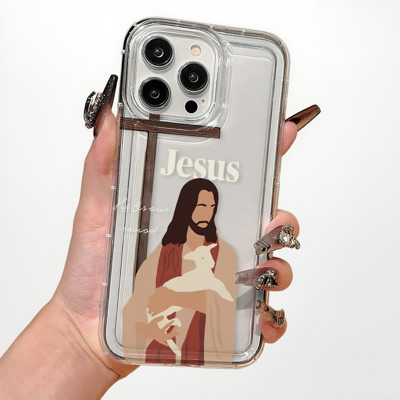 Christianartworkshop Faith-Inspired Christian Symbolism Phone Case: Virgin Mary, Jesus & Cross Art - Jesus - iPhone 16Pro Max - image 1