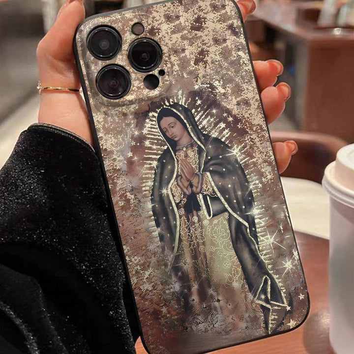 Christianartworkshop Faith-Inspired Christian Symbolism Phone Case: Virgin Mary, Jesus & Cross Art - Our Lady - iPhone 16Pro Max - image 3