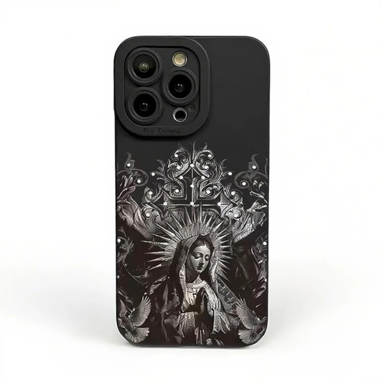 Christianartworkshop Sacred Virgin Mary Cross Gothic Style Protective Phone Case - iPhone 16Pro Max - image 0
