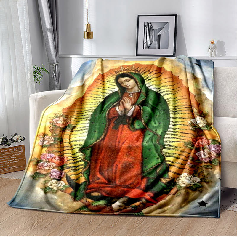 Christianartworkshop Colored Style Our Lady of Guadalupe Flannel Blanket: Cozy Faith for Bedroom & Sofa - B - 264x228cm - image 2