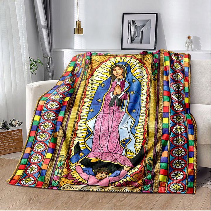 Christianartworkshop Virgin of Guadalupe Religiou Flannel Blanket: Spiritual Comfort for Home - D - 264x228cm - image 4
