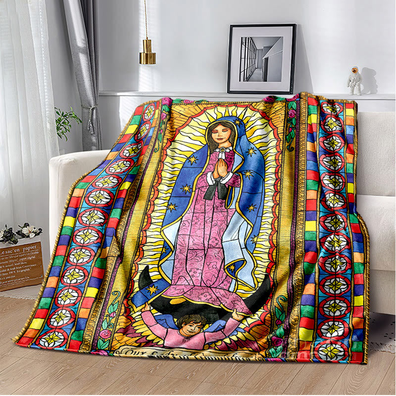 Christianartworkshop Virgin of Guadalupe Religiou Flannel Blanket: Spiritual Comfort for Home - D - 264x228cm - image 3
