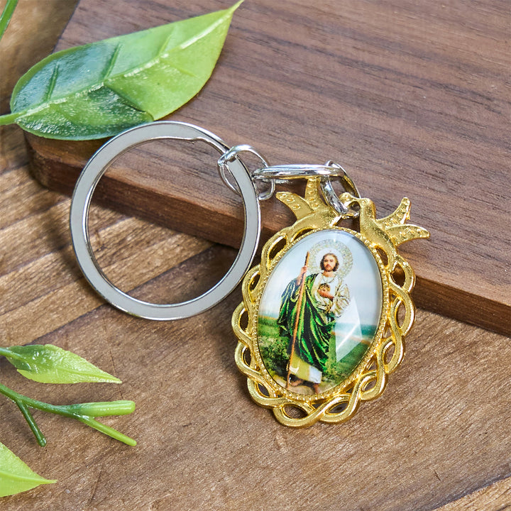 Christianartworkshop Religious St. Jude with Holy Dove Keychain: Faithful Companion in Prayer - St. Jude - image 0