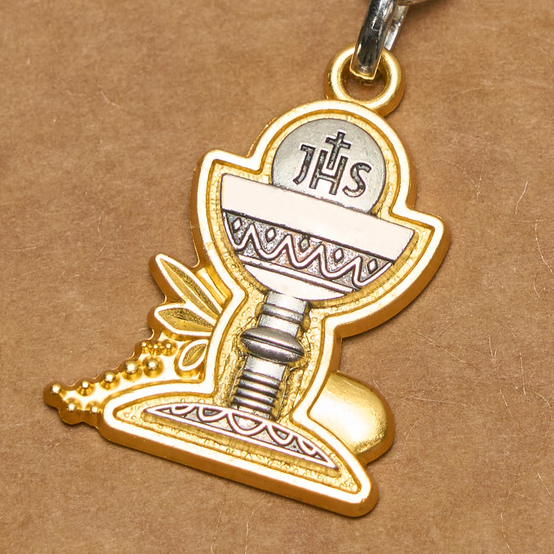Christianartworkshop Two-Tone Holy Chalice Keychain with IHS Symbol: Faith Filled Blessings - image 3