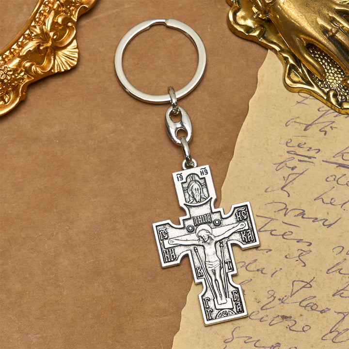 Christianartworkshop Vintage Orthodox Cross Keychain: Devotion Memento with Protective Power - image 2