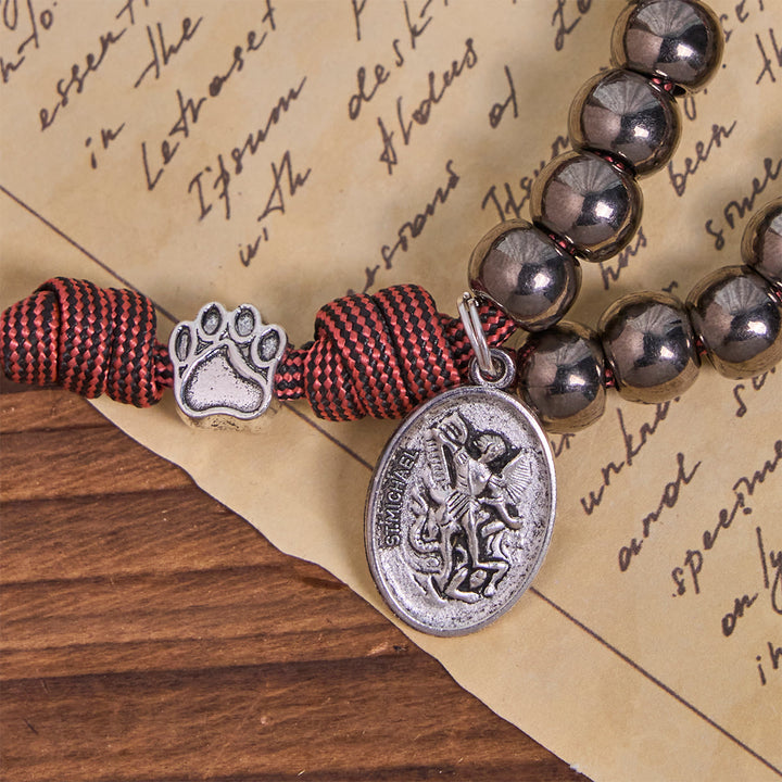 Christianartworkshop Rugged Metallic Beads Paracord Rosary with Paw Charms & St. Michael - image 8