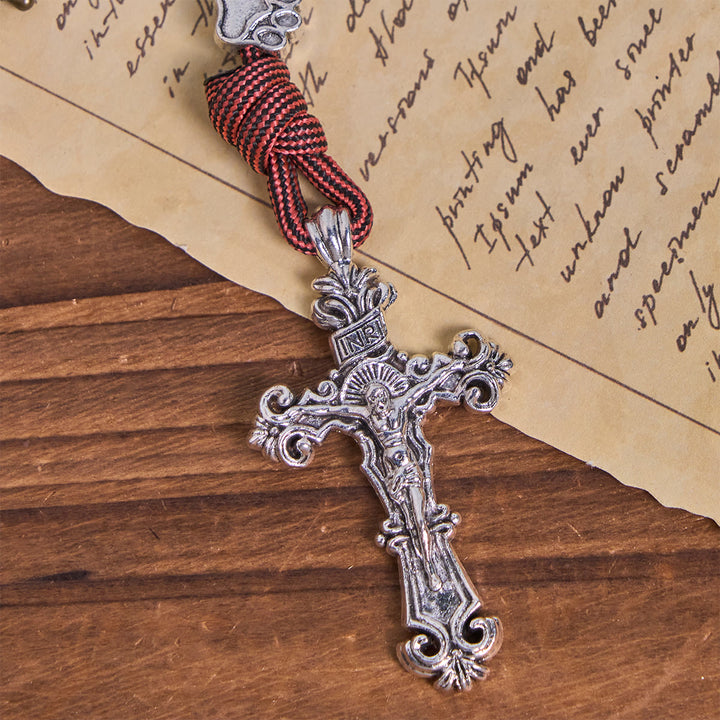 Christianartworkshop Rugged Bronze-Tone Beads Paracord Rosary with Paw Charms & St. Michael - image 8