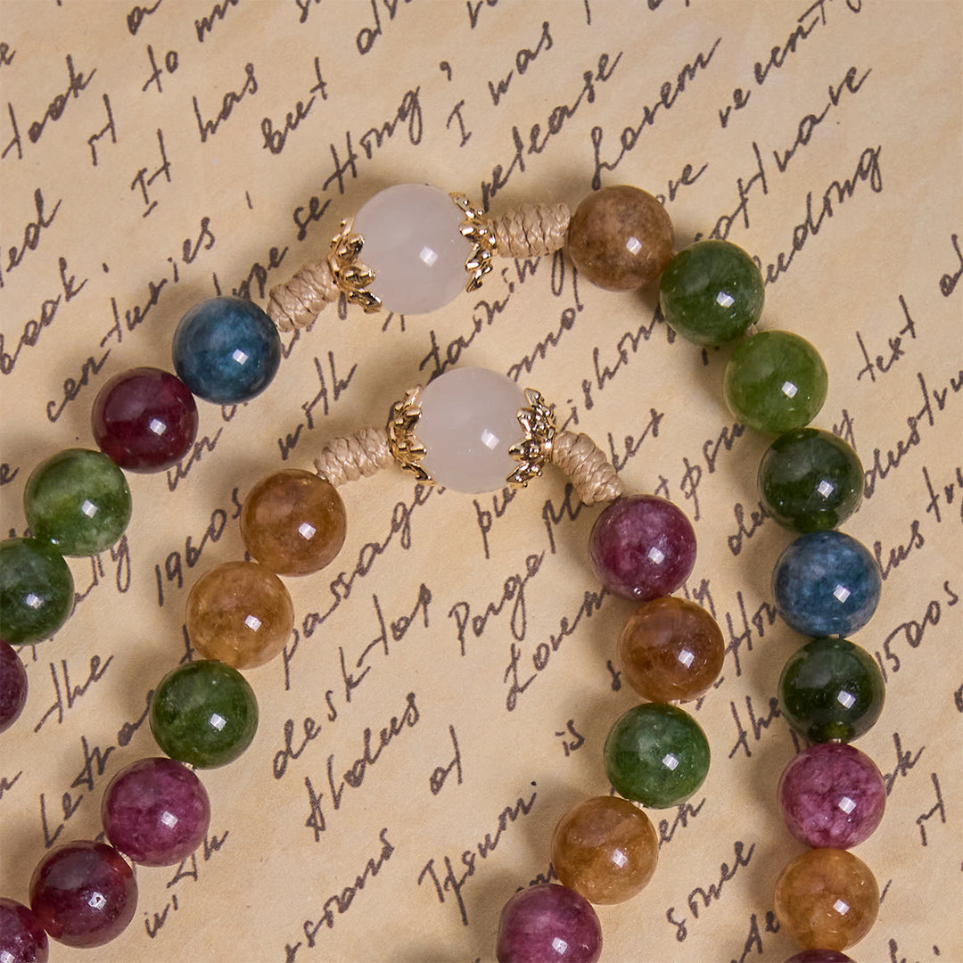 Christianartworkshop Colorful Tourmaline Beads Rosary with Square Divine Mercy and Golden Crucifix - image 9