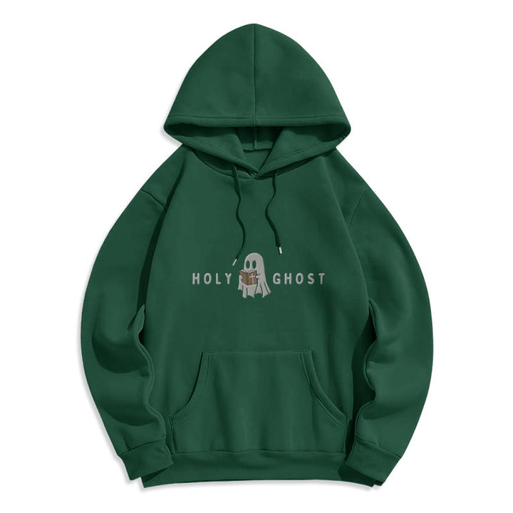 Christianartworkshop Holy Ghost Whimsical Ghost Art Fleece Lined Polyester Hoodie - Green - 2XL - image 5