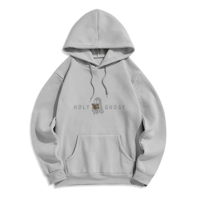 Christianartworkshop Holy Ghost Whimsical Ghost Art Fleece Lined Polyester Hoodie - Grey - 2XL - image 2