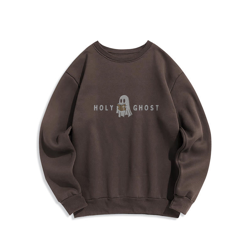 Christianartworkshop Holy Ghost Whimsical Ghost Art Fleece Lined Polyester Sweatshirt - Brown - 2XL - image 6