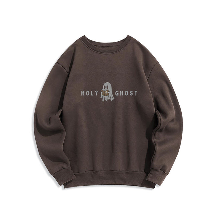 Christianartworkshop Holy Ghost Whimsical Ghost Art Fleece Lined Polyester Sweatshirt - Brown - 2XL - image 6