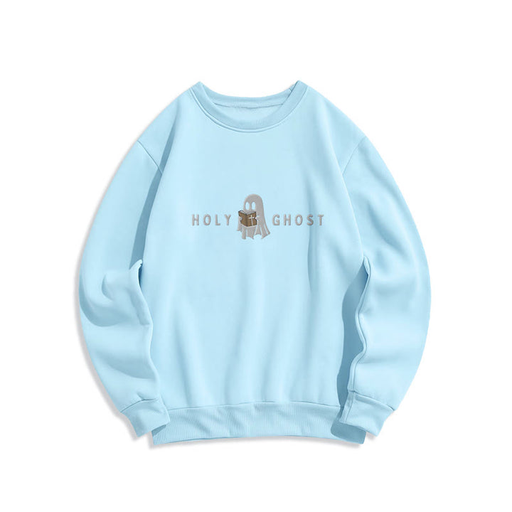 Christianartworkshop Holy Ghost Whimsical Ghost Art Fleece Lined Polyester Sweatshirt - Blue - 2XL - image 4