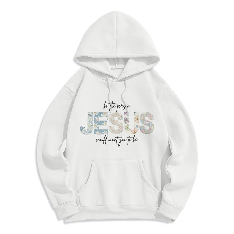 Christianartworkshop Floral Faith Jesus-Centered Fleece Lined Polyester Hoodie - White - 2XL - image 0
